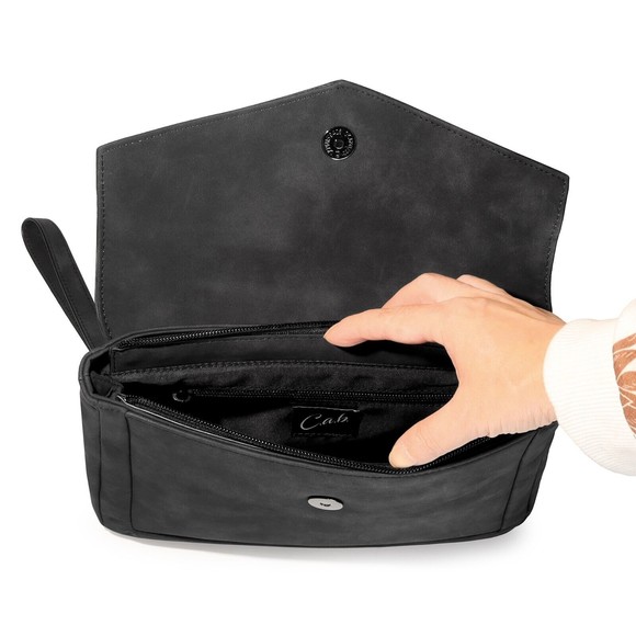 C.A.B. Hidden Flask Black Clutch Purse with Flask Bag and Collapsable Funnel - Picture 10 of 11